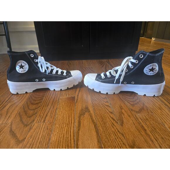 Converse Chuck Taylor All Star High Black White Platform Womens Sneakers Size 11 - Picture 2 of 13